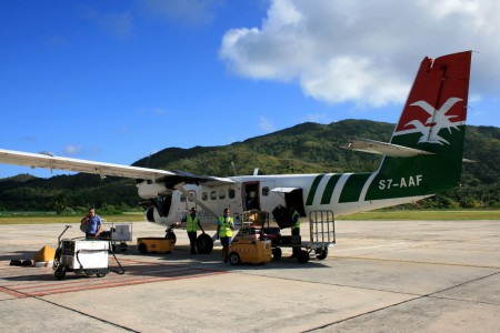 sbarco all'aeroporto di Praslin