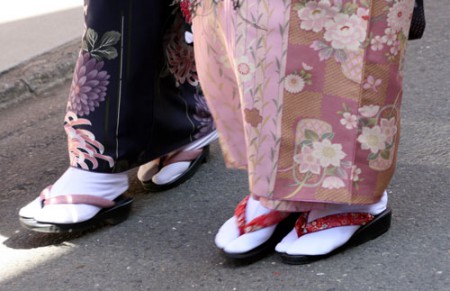 Kyoto - vicolo della teiera, dettaglio kimono