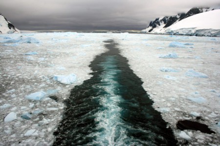 Antartide - scia della rompighiaccio Fram - canale di Lemaire
