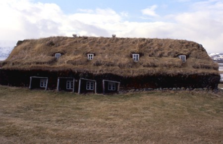 abitazione con il tetto in torba