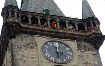 Praga - trombettiere, torre dell'orologio