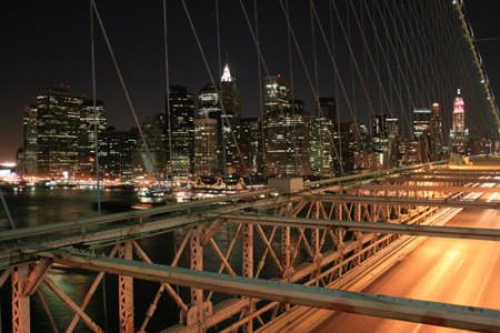 New York - i grattacieli di Manhattan e ponte di Brooklyn